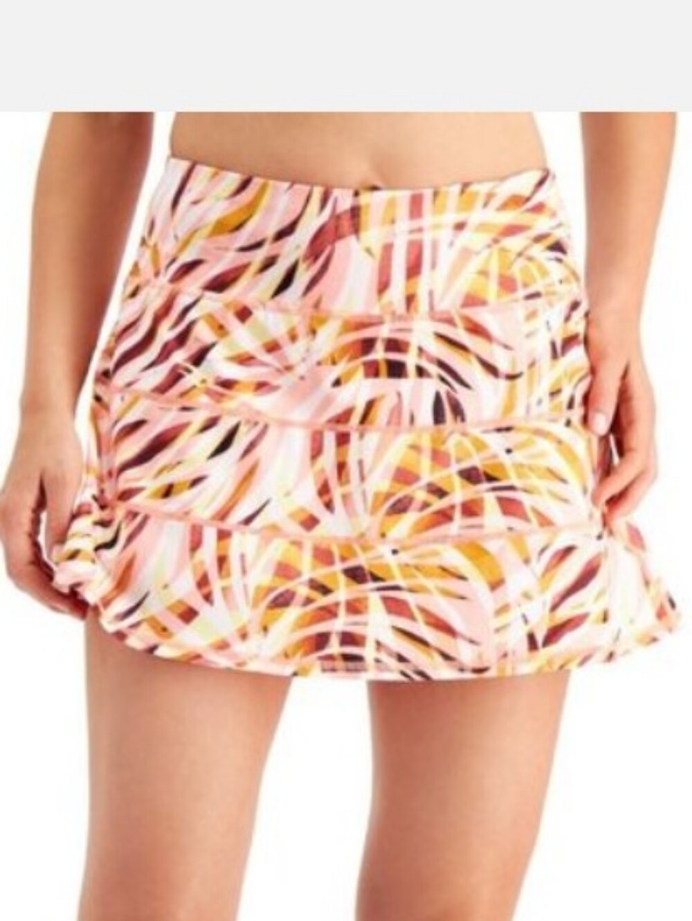 Macy's Ideology Tiered Active Performance Skort Swirl Peachberry New With Tags